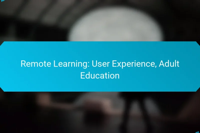 Remote Learning: User Experience, Adult Education